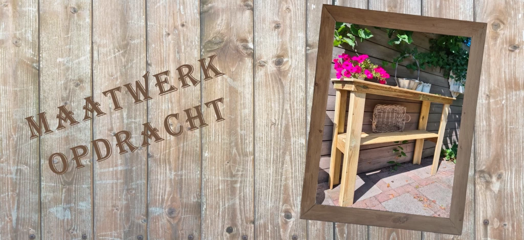 Maatwerk service opdracht: Sidetable van geimpregneerd hout voor in de tuin